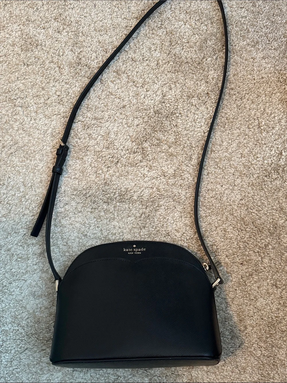 kate spade black dome crossbody with gold logo